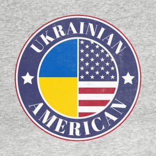 Proud Ukrainian-American Badge - Ukraine Flag T-Shirt